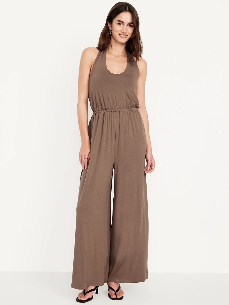Waist-Defined Halter Jumpsuit