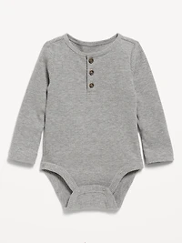 Long-Sleeve Ribbed Henley Bodysuit for Baby