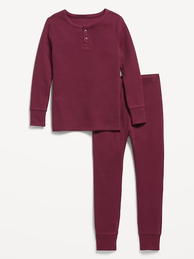 Snug-Fit Ribbed Henley Pajama Set for Toddler & Baby