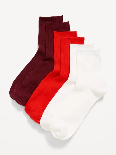 Novelty Quarter Crew Socks 3-Pack for Women
