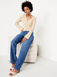 Textured Bouclé Button-Down Sweater