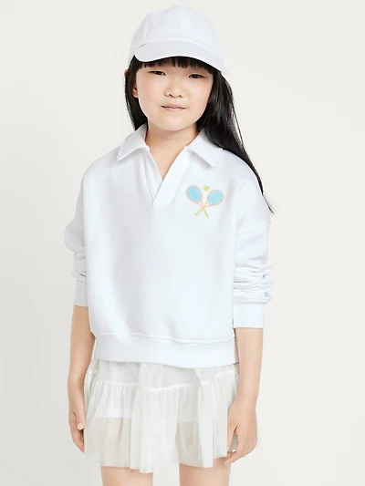 Long-Sleeve Graphic Polo Sweatshirt for Girls