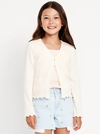 Button-Front Ribbed Cardigan for Girls