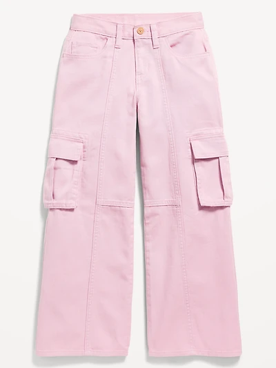 Super Baggy Wide-Leg Cargo Twill Pants for Girls