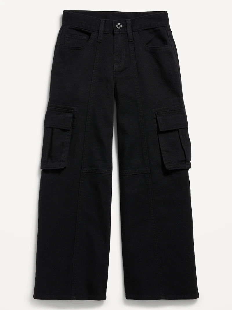 Super Baggy Wide-Leg Cargo Twill Pants for Girls