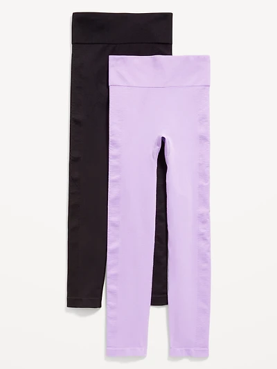 Fitted High-Waisted 7/8-Length eamless Leggings 2-Pack for Girls