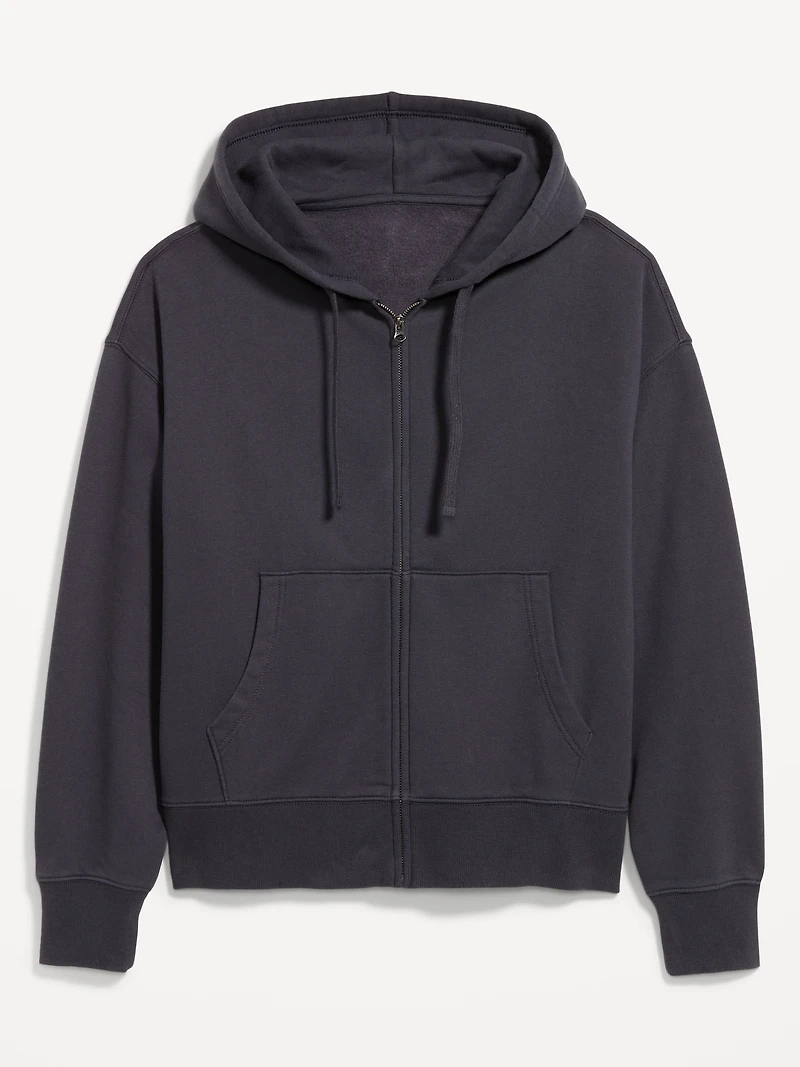 Cropped Rotation Oversized Zip Hoodie