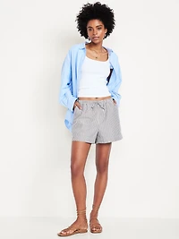 High-Waisted Poplin Pull-On Shorts - 3.5-inch inseam