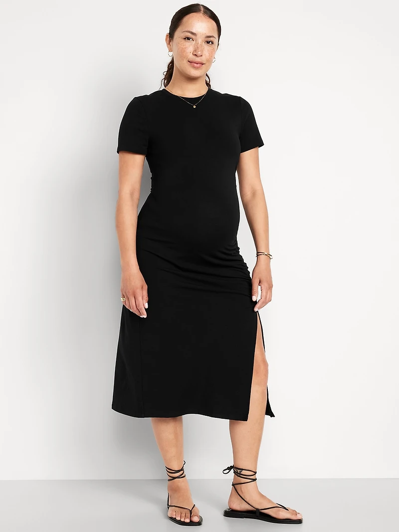 Maternity Short-Sleeve Ruched Dress