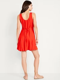 Fit & Flare Crepe Button-Front Mini Dress