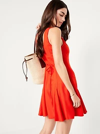 Fit & Flare Crepe Button-Front Mini Dress