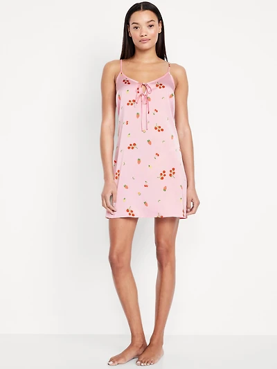 Tie-Front Satin Nightgown