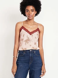 Lace-Trim Satin Cami Top