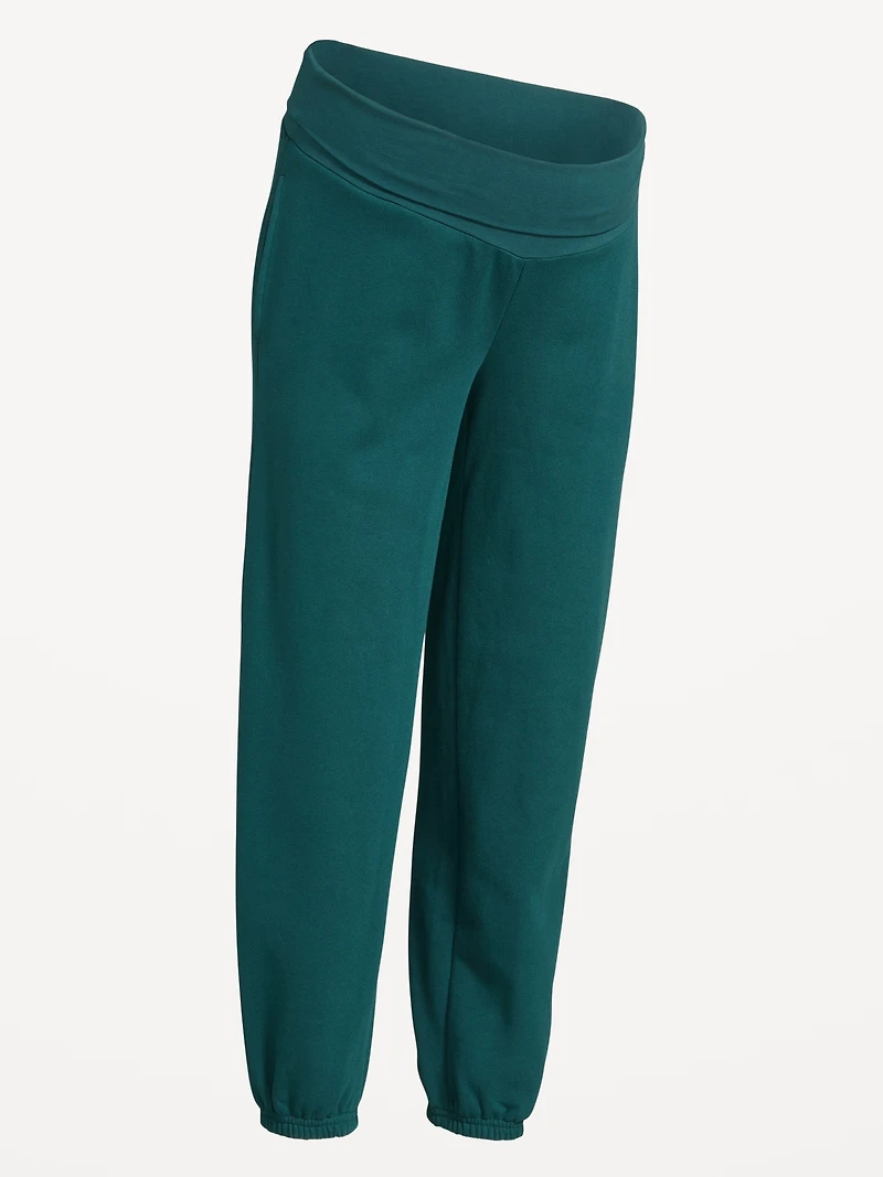 Maternity Rollover-Waist Jogger Sweatpants