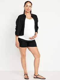 Maternity Linen-Blend Pull-On Shorts - 3.5-inch inseam