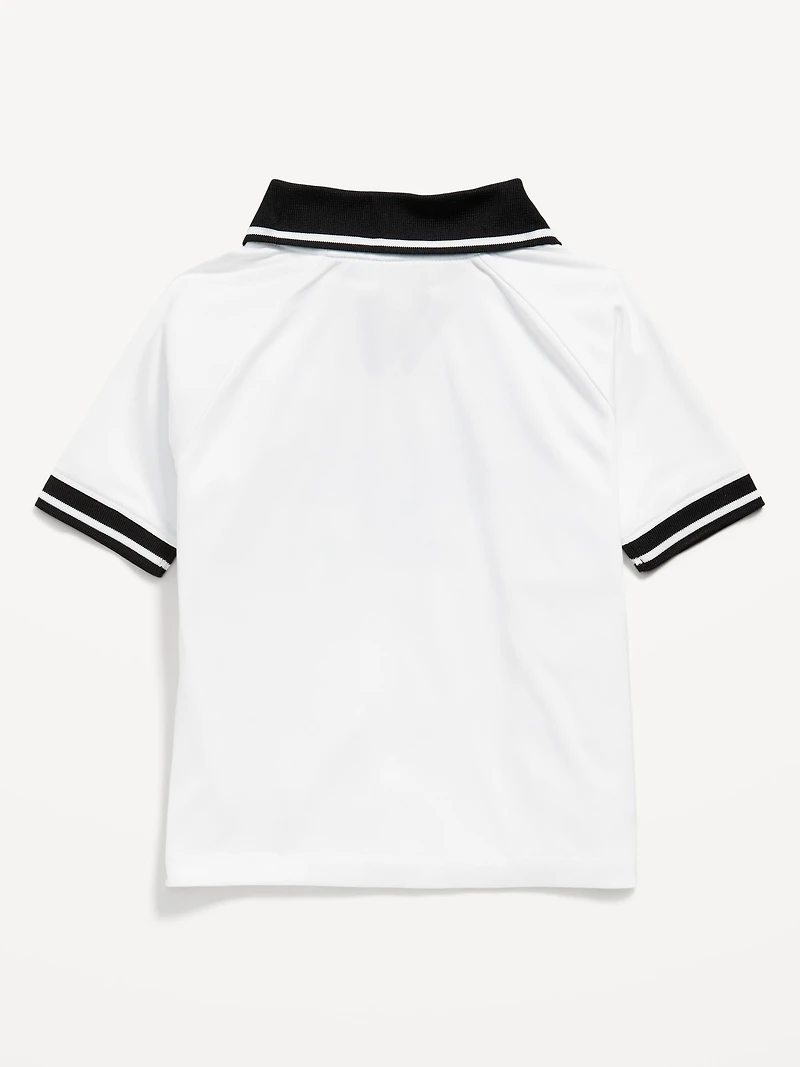 Oversized Collared Graphic Performance Top for Toddler Boys