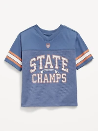 Oversized Mesh Graphic Football T-Shirt for Toddler Boys