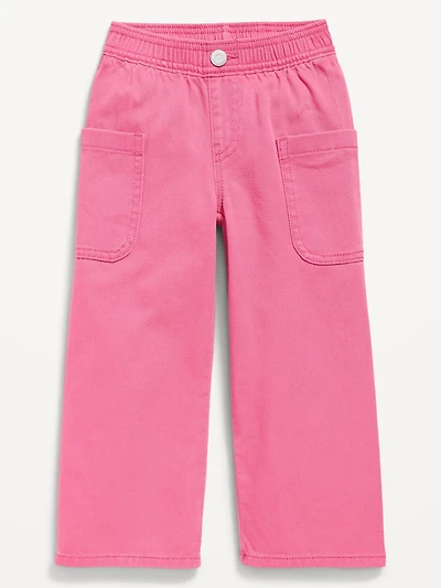 High-Waisted Baggy Wide-Leg Pull-On Pants for Toddler Girls