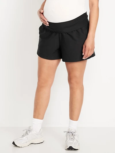 Maternity Rollover-Waist PowerSoft Shorts - 3-inch inseam