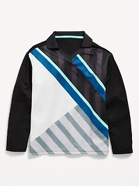 Oversized Long-Sleeve Collared Soccer Top for Boys
