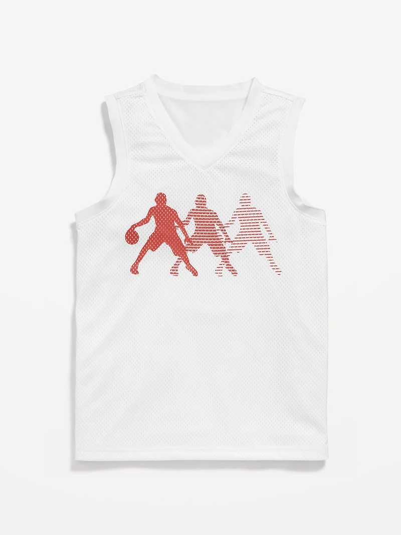 Mesh Graphic Basketball Tank Top for Boys