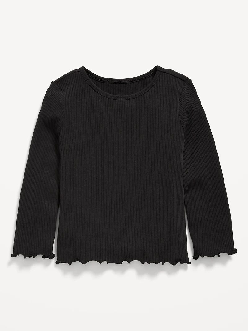 Fitted Long-Sleeve Ribbed T-Shirt for Toddler Girls