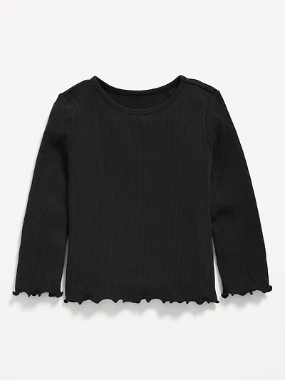 Fitted Long-Sleeve Ribbed T-Shirt for Toddler Girls