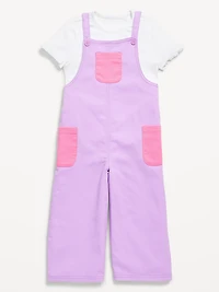 Short-Sleeve T-Shirt and Pocket Jumpsuit Set for Toddler Girls