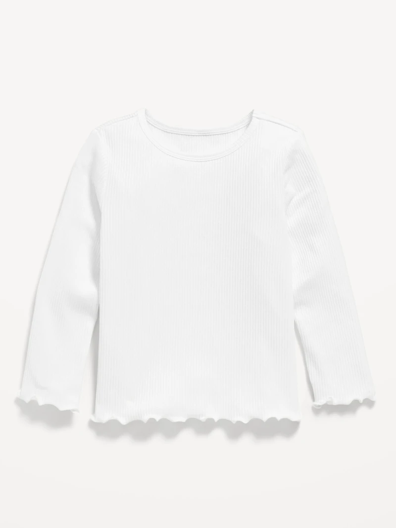 Fitted Long-Sleeve Ribbed T-Shirt for Toddler Girls