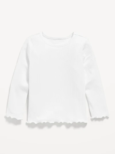 Fitted Long-Sleeve Ribbed T-Shirt for Toddler Girls