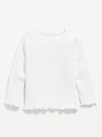 Fitted Long-Sleeve Ribbed T-Shirt for Toddler Girls