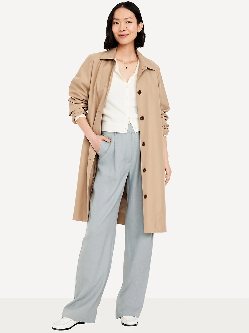Extra High-Waisted Linen-Blend Taylor Wide-Leg Trouser Pants