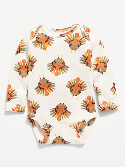 Printed Unisex Long-Sleeve Bodysuit for Baby