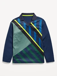 Oversized Long-Sleeve Collared Soccer Top for Boys