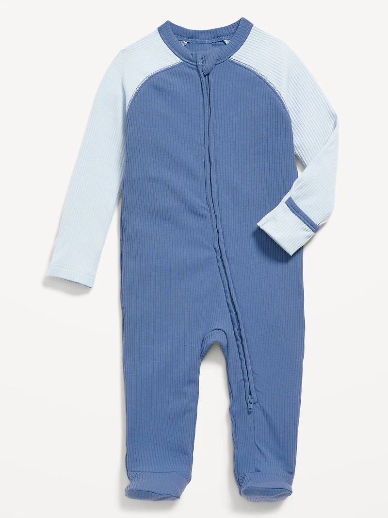 Ribbed 2-Way-Zip Sleep & Play Footed One-Piece for Baby