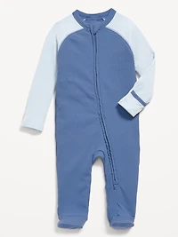 Ribbed 2-Way-Zip Sleep & Play Footed One-Piece for Baby