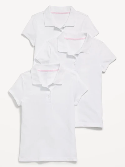 School Uniform Jersey-Knit Polo Shirt 3-Pack for Girls