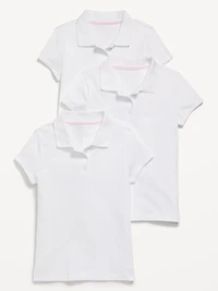 School Uniform Jersey-Knit Polo Shirt 3-Pack for Girls