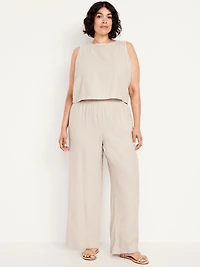High-Waisted Linen-Blend Wide-Leg Pants