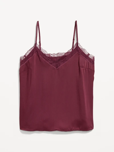 Lace-Trim Satin Cami Top