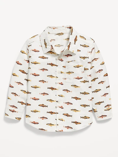 Printed Long-Sleeve Oxford Shirt for Toddler Boys