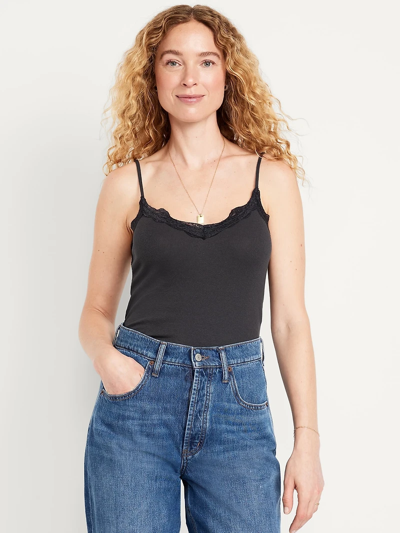 Lace-Trim Cami Tank Top