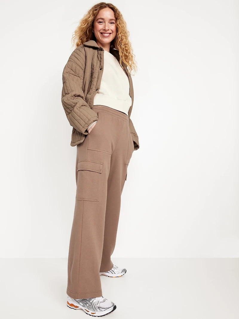 High-Waisted SoComfy Cargo Wide-Leg Sweatpants
