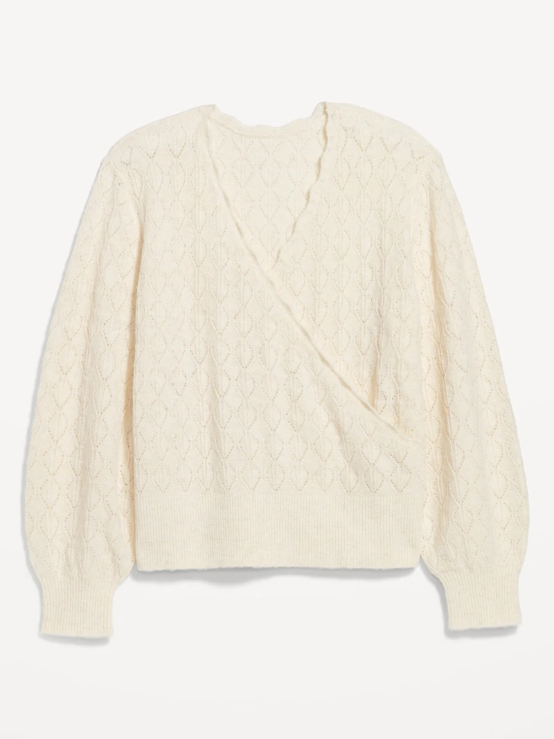 Wool-Blend Wrap-Front Sweater