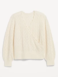 Wool-Blend Wrap-Front Sweater