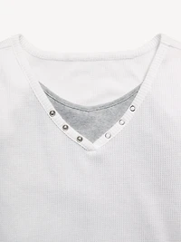 Long-Sleeve 2-In-1 Fitted Henley Top for Girls