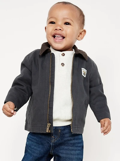 Full-Zip Twill Barn Coat for Baby