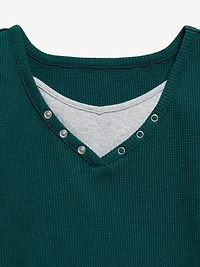 Long-Sleeve 2-In-1 Fitted Henley Top for Girls