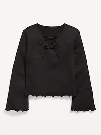 Long-Sleeve Tie-Bow Front Top for Girls