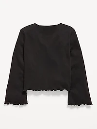 Long-Sleeve Tie-Bow Front Top for Girls